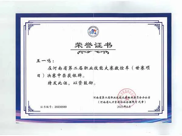 省二赛 王一鸣 银牌